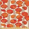 Ambesonne Floral Fabric by the Yard, Art Nouveau Style Poppy Flowers Retro Spring Summer Garden Foliage Petals, Decorative Fabric for Upholstery and Home Accents, 1 Yard, Orange and Ivory